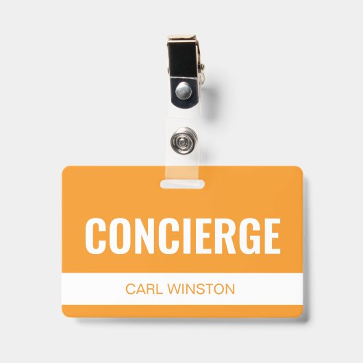 Mosterd Aangepast Hotel Concierge Werknemers-ID Badge (Voorzijde met clip)
