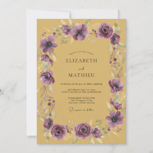Mosterd Amethyst Anemoon Bruiloft Kaart