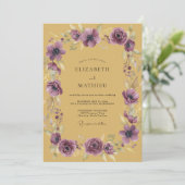 Mosterd Amethyst Anemoon Bruiloft Kaart (Staand voorkant)