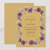 Mosterd Amethyst Anemoon Bruiloft Kaart (Voorkant / Achterkant)