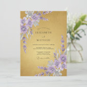 Mosterd Amethyst Bloemblad Bruiloft Kaart (Staand voorkant)