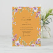 Mosterd Amethyst Wilde Bloemen Bruiloft Kaart (Staand voorkant)