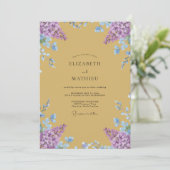 Mosterd Amethyst Wisteria Bruiloft Kaart (Staand voorkant)