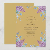 Mosterd Amethyst Wisteria Bruiloft Kaart (Voorkant / Achterkant)