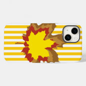 Mosterd Autumnal Stripes met Leaves Case-Mate iPhone Case (Achterkant (horizontaal))