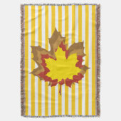 Mosterd Autumnal Stripes met Leaves Deken (Voorkant Verticaal)