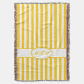 Mosterd Autumnal Stripes met monogram Deken (Voorkant Verticaal)