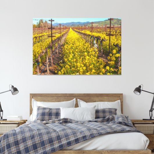 Mosterd bij Vineyard Canvas Afdruk (Insitu (Slaapkamer))