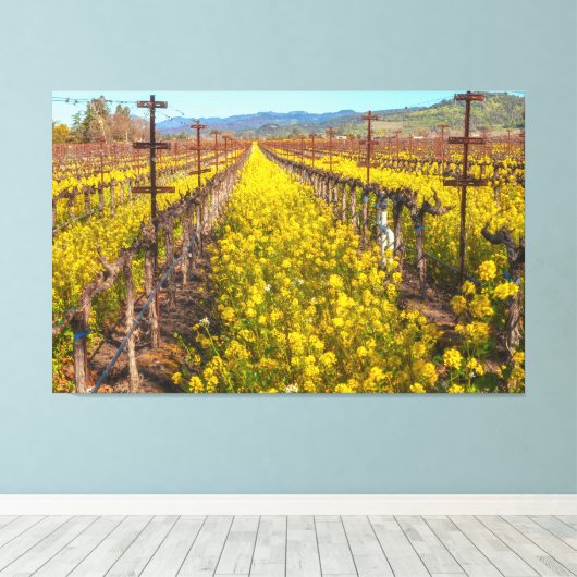 Mosterd bij Vineyard Canvas Afdruk (Insitu (Houten vloer))