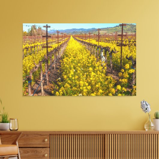 Mosterd bij Vineyard Canvas Afdruk (Insitu (Woonkamer))