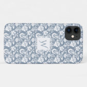  mosterd blauw en wit bloemmonogram Case-Mate iPhone case (Achterkant (horizontaal))
