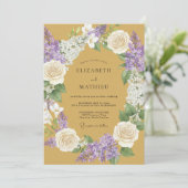 Mosterd Bloem Laurier Bruiloft Kaart (Staand voorkant)