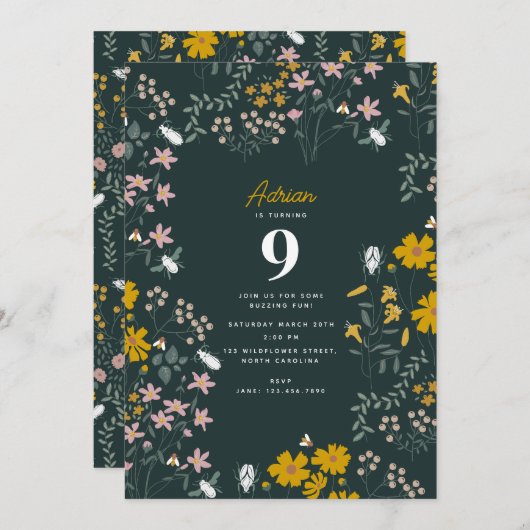 Mosterd Bloemen Boheemse Wildflowers Verjaardag Kaart (Voorkant / Achterkant)