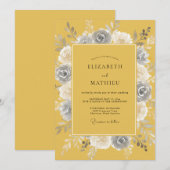 Mosterd Bloemenslinger Bruiloft Kaart (Voorkant / Achterkant)