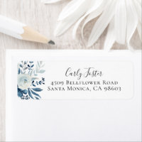 Mosterd Blue Navy Floral Return Address