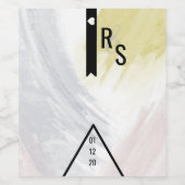 Mosterd Blush Grijs Abstract Hart Bar Geo Bruiloft Wijn Etiket (Enkel label)
