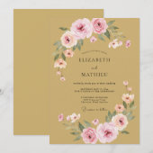 Mosterd Blush Ranunculus Eucalyptus Bruiloft Kaart (Voorkant / Achterkant)