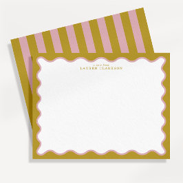 Mosterd & Blush Roze Golflijn Notitiekaart Kaart