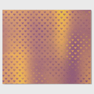 Mosterd Brons Gouden Harten Metallic Confetti Cadeaupapier