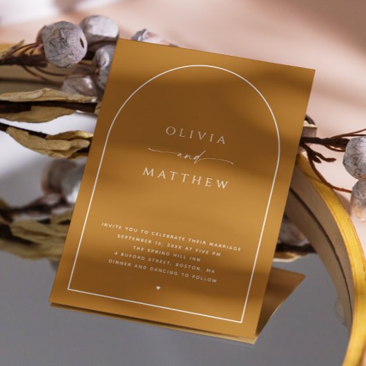 Mosterd Brown Arch Fall Wedding. Herfstfoto + QR Kaart