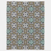 Mosterd Bruin Blauwgroen Groen Grijs Zwart Tribe A Fleece Deken (Voorkant)