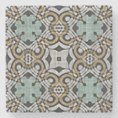 Mosterd Bruin Blauwgroen Groen Grijs Zwart Tribe A Stenen Onderzetter (Voorkant)