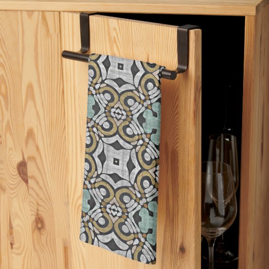 Mosterd Bruin Blauwgroen Groen Grijs Zwart Tribe A Theedoek (Derde Gevouwen)