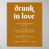 Mosterd Bruin Wedding Bar Sign | Drunk In Love Poster (Voorkant)