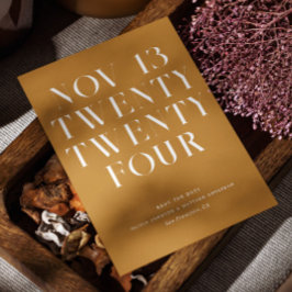 Mosterd Bruine Herfst Bruiloft | Minimalistische H Save The Date