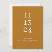 Mosterd Bruine Herfst Bruiloft | Minimalistische H Save The Date (Voorkant)