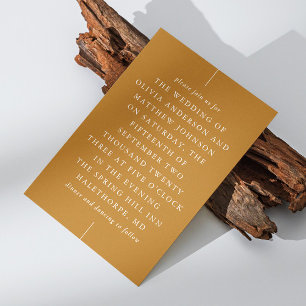 Mosterd Bruine Herfst Bruiloft   Moderne Typografi Kaart