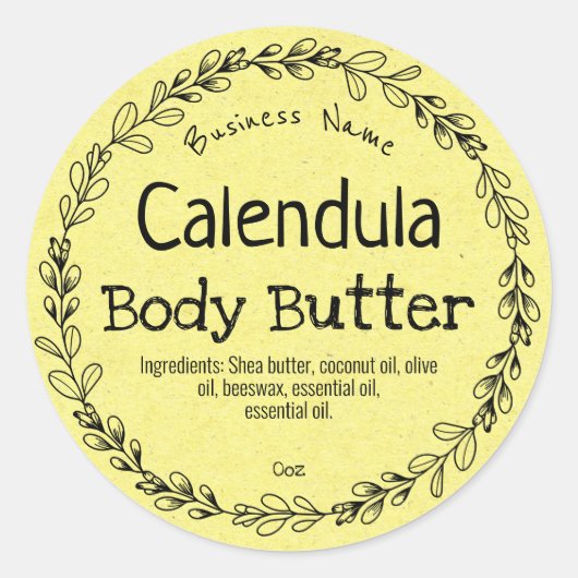 Mosterd Calendula productetiketten Ronde Sticker (Voorkant)