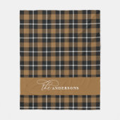 Mosterd check tartan script gepersonaliseerde fami fleece deken (Voorkant)