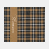 Mosterd check tartan script gepersonaliseerde fami fleece deken (Voorkant (Horizontaal))