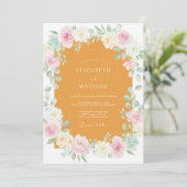 Mosterd Crème Wilde Bloemen Bruiloft Kaart (Staand voorkant)
