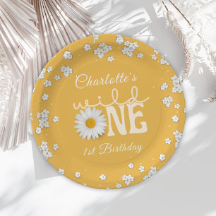 Mosterd Daisy Wild One 1e Verjaardag Papieren Bord