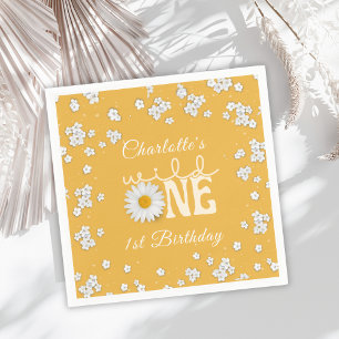 Mosterd Daisy Wild One 1e Verjaardag Papieren Serv Servet
