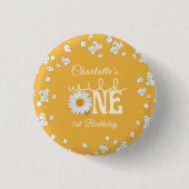 Mosterd Daisy Wild One 1ste verjaardag  Ronde Button 3,2 Cm (Voorkant)