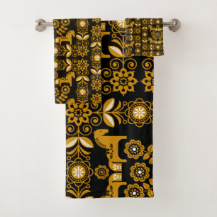 Mosterd Dala Zweeds Paard Print Bad Handdoek