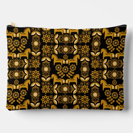 Mosterd Dala Zweeds Paard Print Etui (Voorkant)