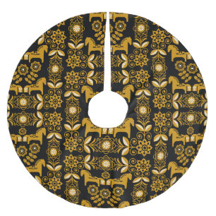 Mosterd Dala Zweeds Paard Print Kerstboom Rok