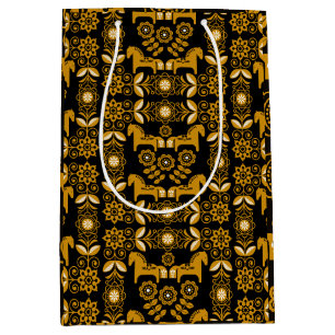 Mosterd Dala Zweeds Paard Print Medium Cadeauzakje