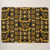 Mosterd Dala Zweeds Paard Print Sherpa Deken (Voorkant (horizontaal))