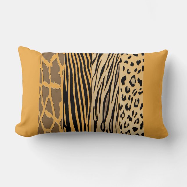 Mosterd Dierlijk Gedrukt Zebra Striped Pillow Kussen (Voorkant)