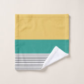 Mosterd en blauwgroen patroon bad handdoek (Wasdoekje)