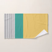 Mosterd en blauwgroen patroon bad handdoek (Handdoek)