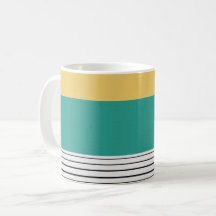 Mosterd en blauwgroen patroon