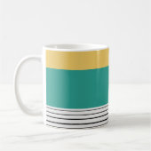Mosterd en blauwgroen patroon koffiemok (Links)