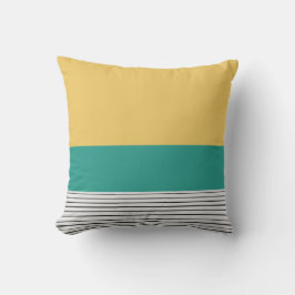 Mosterd en blauwgroen patroon kussen