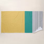 Mosterd en blauwgroen patroon strandlaken (Voorkant)